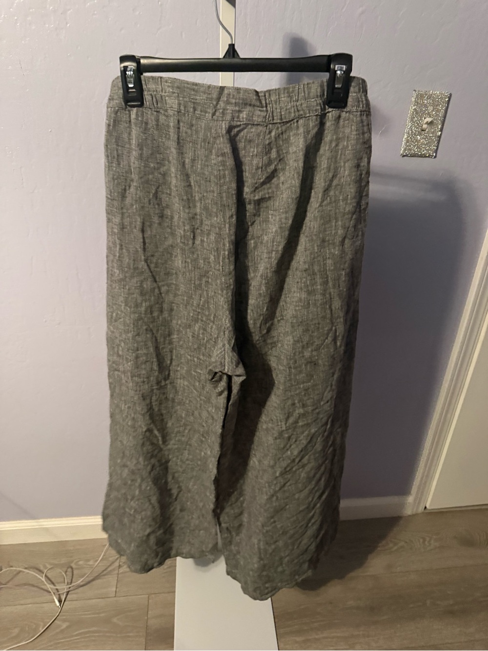 For Cynthia Wide-Leg Linen-Blend Pants in Heather Gray